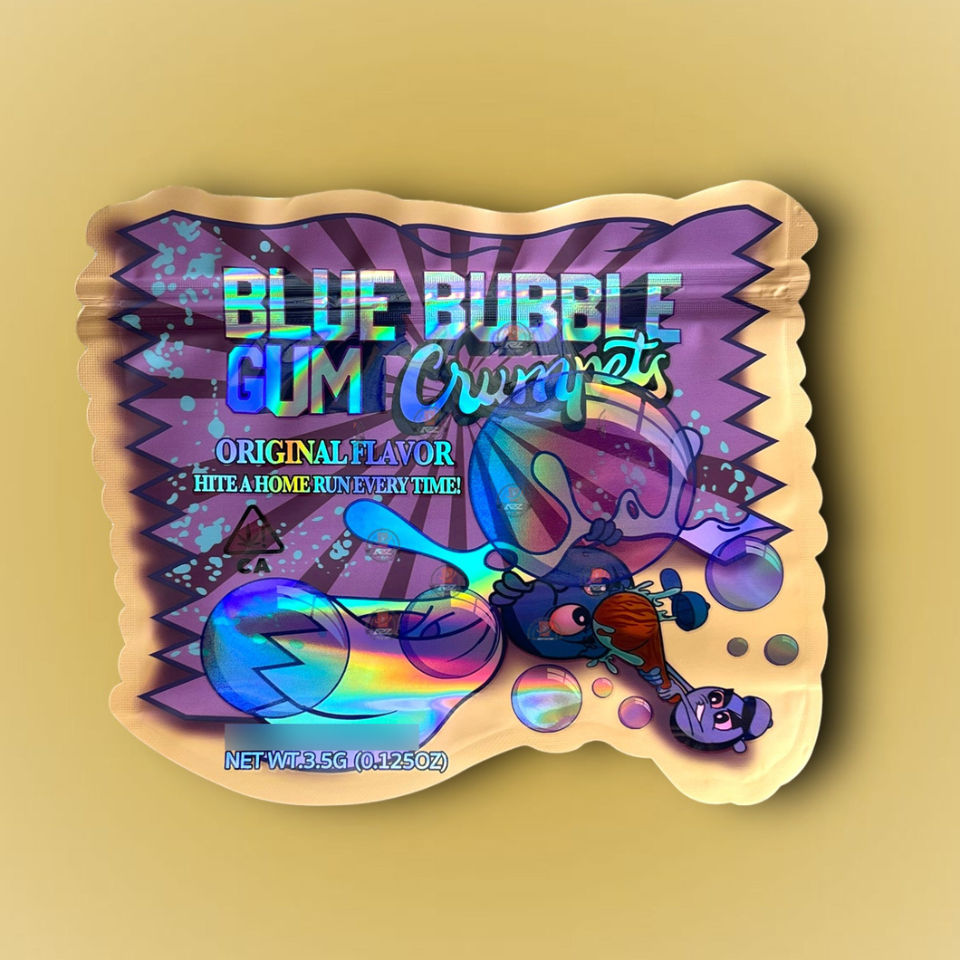 Blue Bubble Gum Crumpets 3.5G Mylar Bag Holographic- Packaging Only