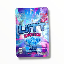 Load image into Gallery viewer, Liitt Exotics Blue Raspberry Gummies 3.5g Mylar Bag 1000MG (Packaging Only)
