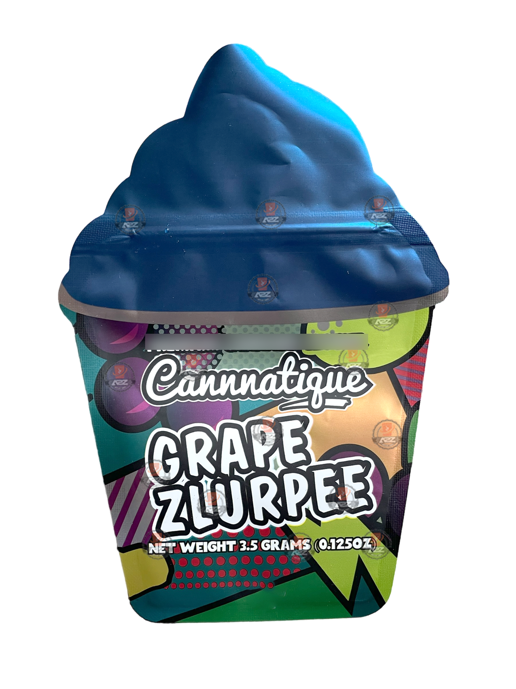 Cannatique Grape Zlurpee Mylar Bag 3.5g Holographic Cut Out