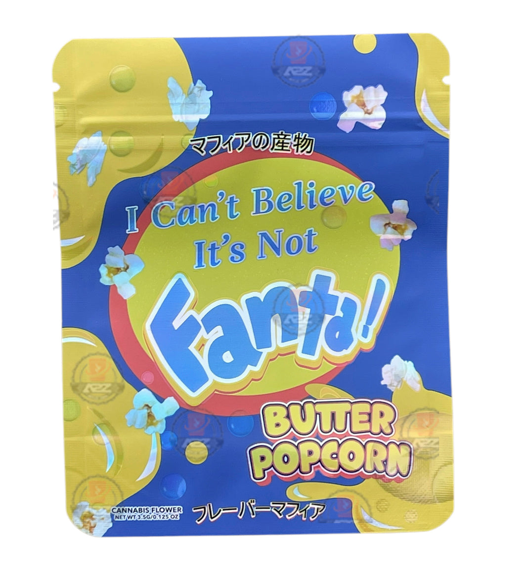 Fanta Butter Popcorn Mylar Bags 3.5g Holographic