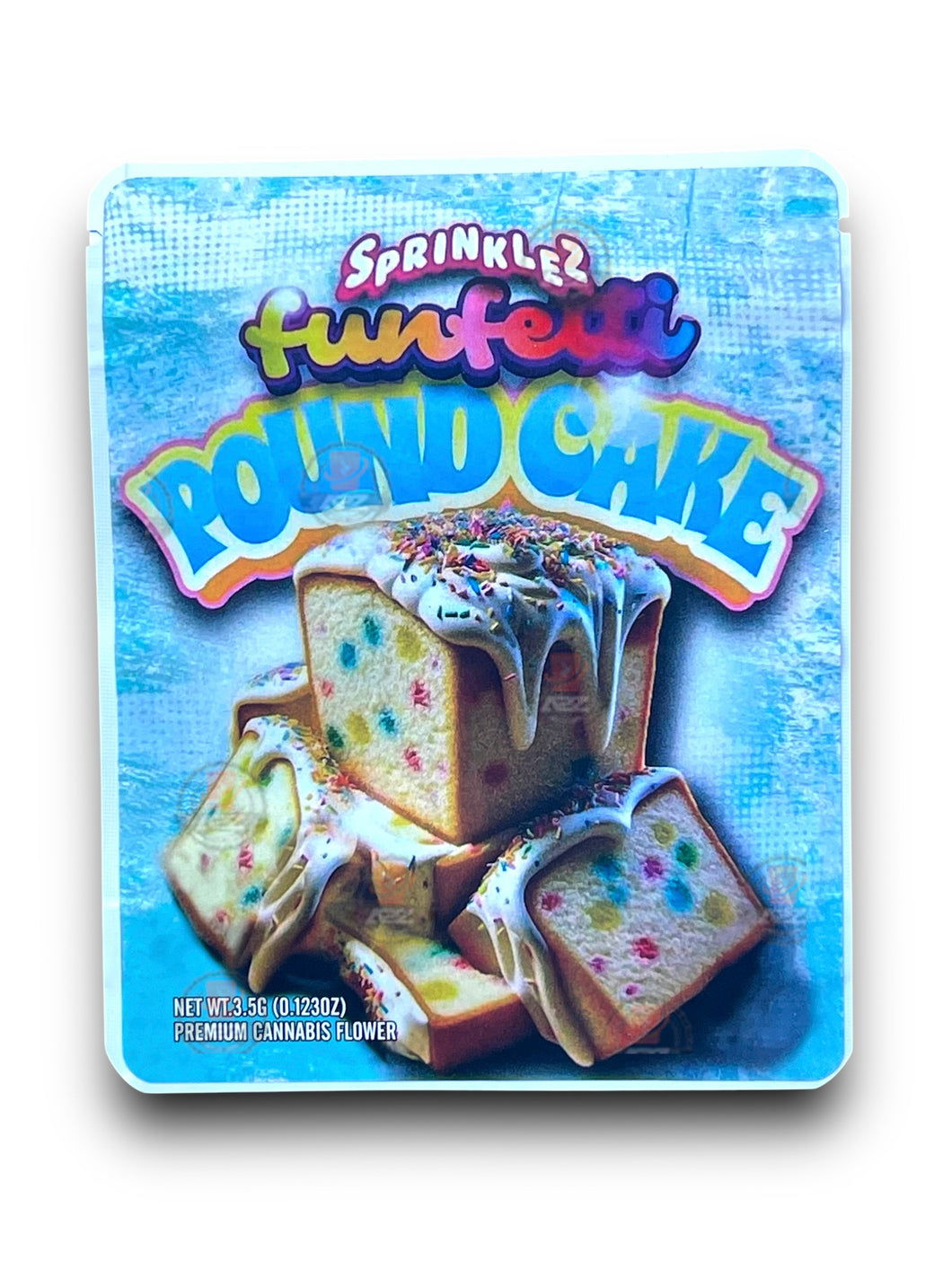 Sprinklez Funfetti Pound Cake 3.5G Mylar Bags -With stickers and label