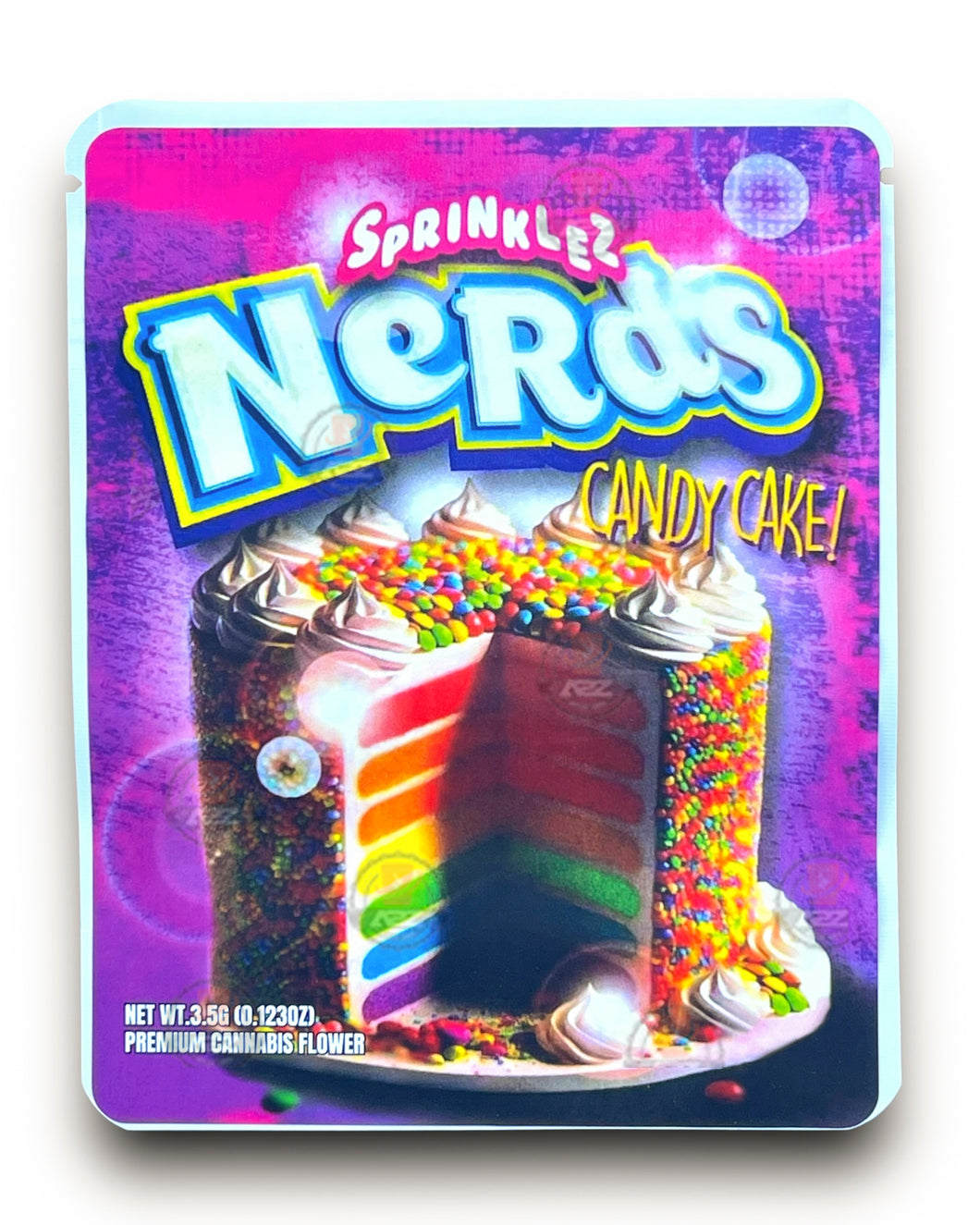 Sprinklez Nerds Candy Cake 3.5G Mylar Bags -With stickers and label