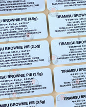 Load image into Gallery viewer, Sprinklez Tiramisu Brownie Pie 3.5G Mylar Bags -With stickers and label
