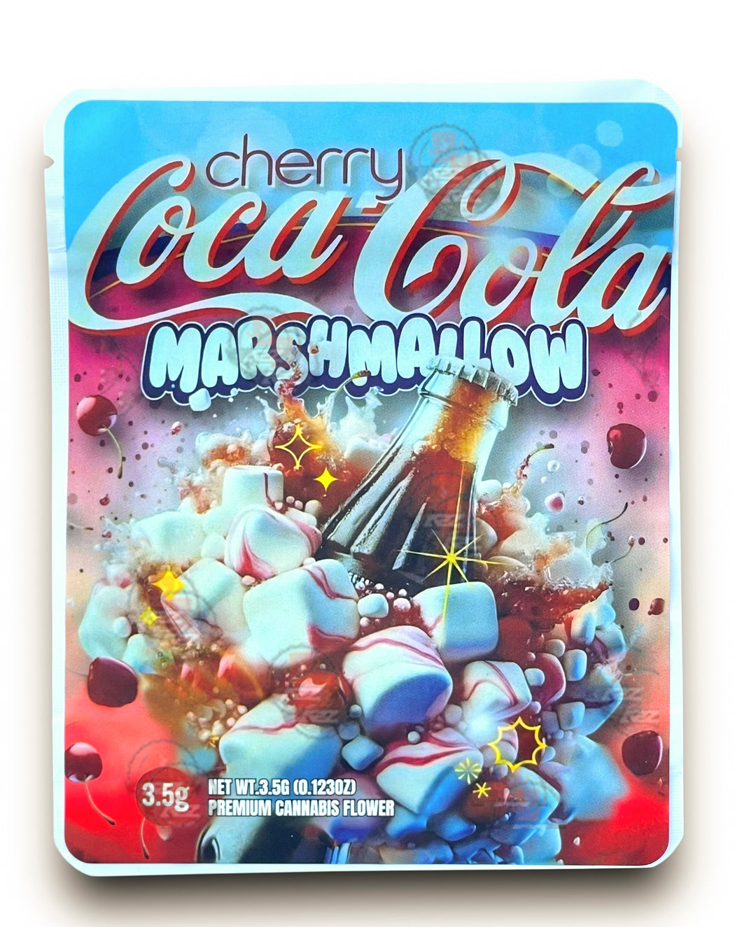 Sprinklez Cherry Coca Cola Marshmallow 3.5G Mylar Bags -With stickers and label