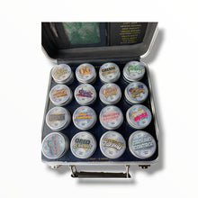 Load image into Gallery viewer, Whole Melt Passport Edition 1oz Glass Jars - Varity Pack 16 Strains in box Empty Jars
