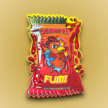 Load image into Gallery viewer, Fumi Sriracha cut out Mylar Bags 3.5g Die Cut Holographic Fumi New Version
