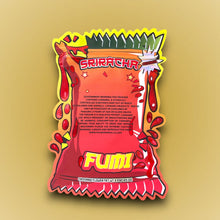 Load image into Gallery viewer, Fumi Sriracha cut out Mylar Bags 3.5g Die Cut Holographic Fumi New Version

