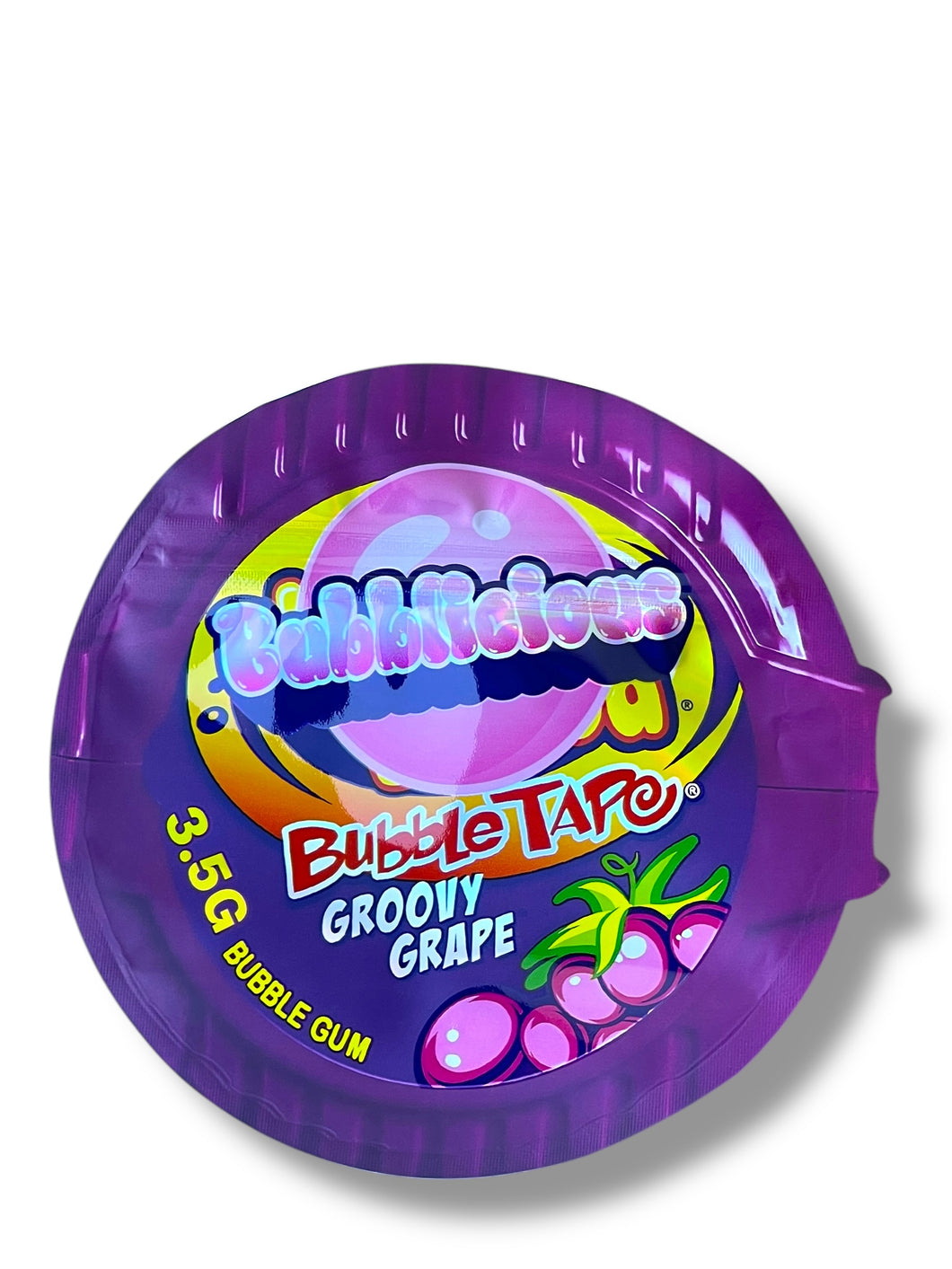 Bubblicious Bubble Tape Groovy Grape Mylar Bag 3.5g shape bag