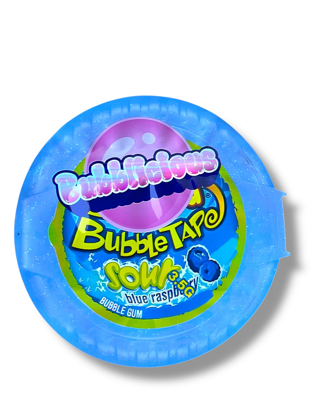 Bubblicious Bubble Tape Sour Blue Raspberry Mylar Bag 3.5g shape bag