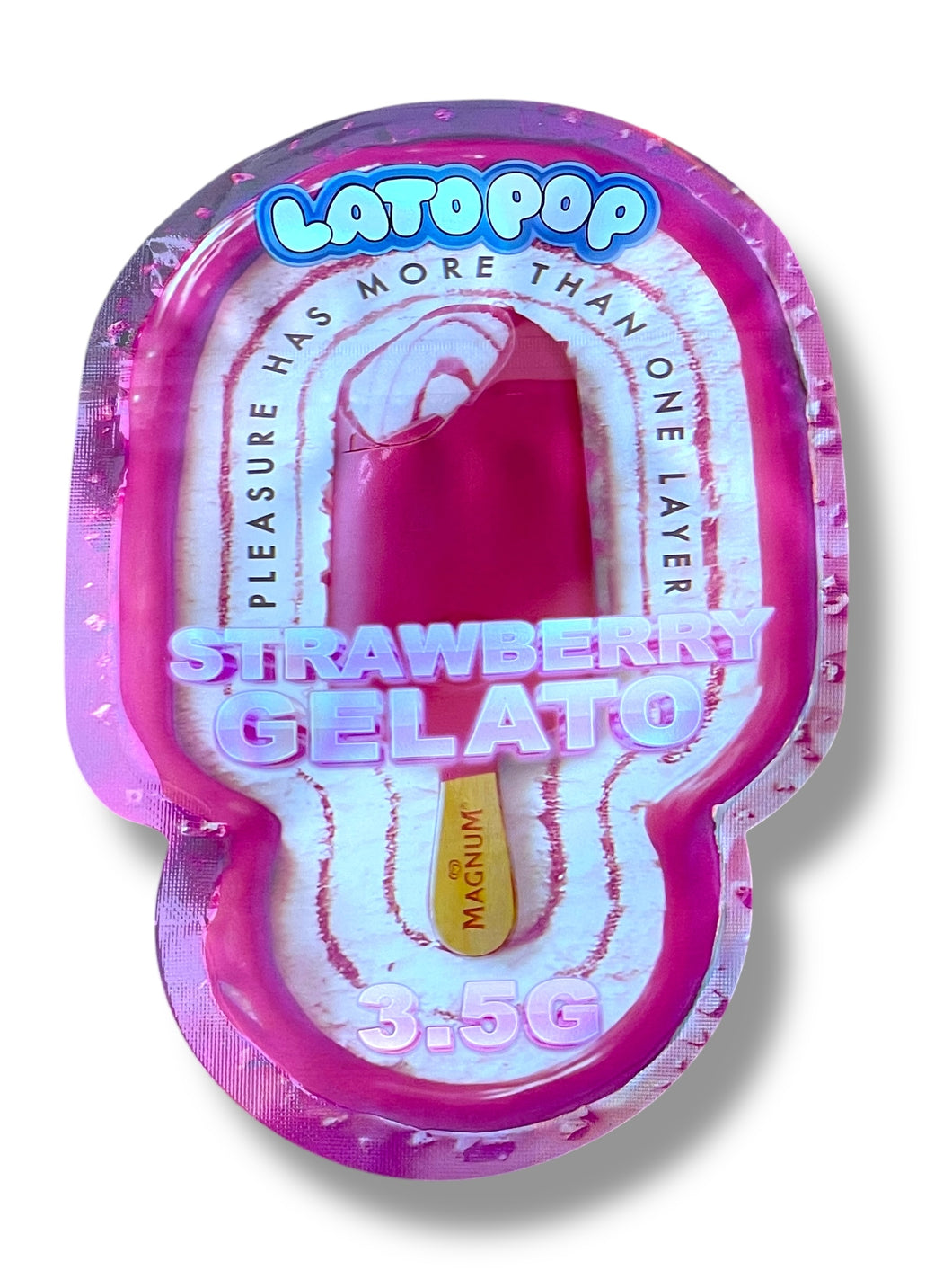 Lato Pop Strawberry Gelato Mylar Bag 3.5g shape bag