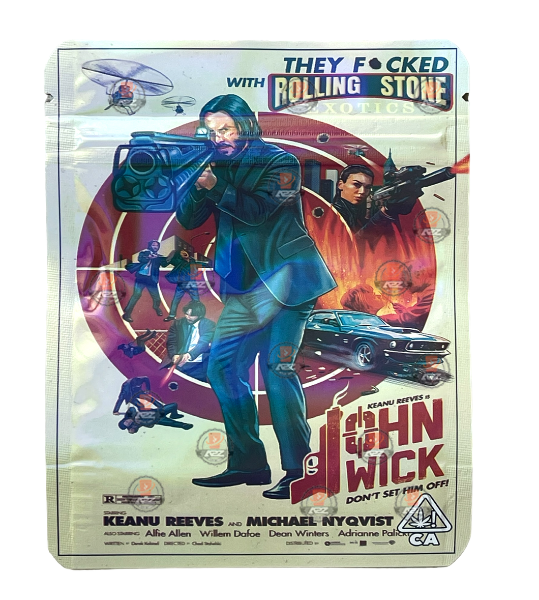 John Wick Mylar Bags 3.5g Holographic Rolling Stone