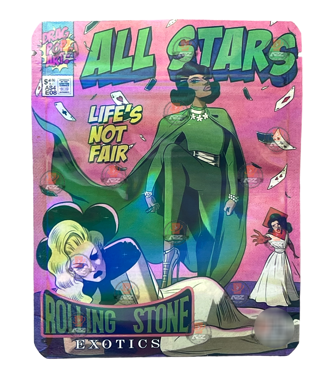 All Stars Mylar Bags 3.5g Holographic Rolling Stone Exotics