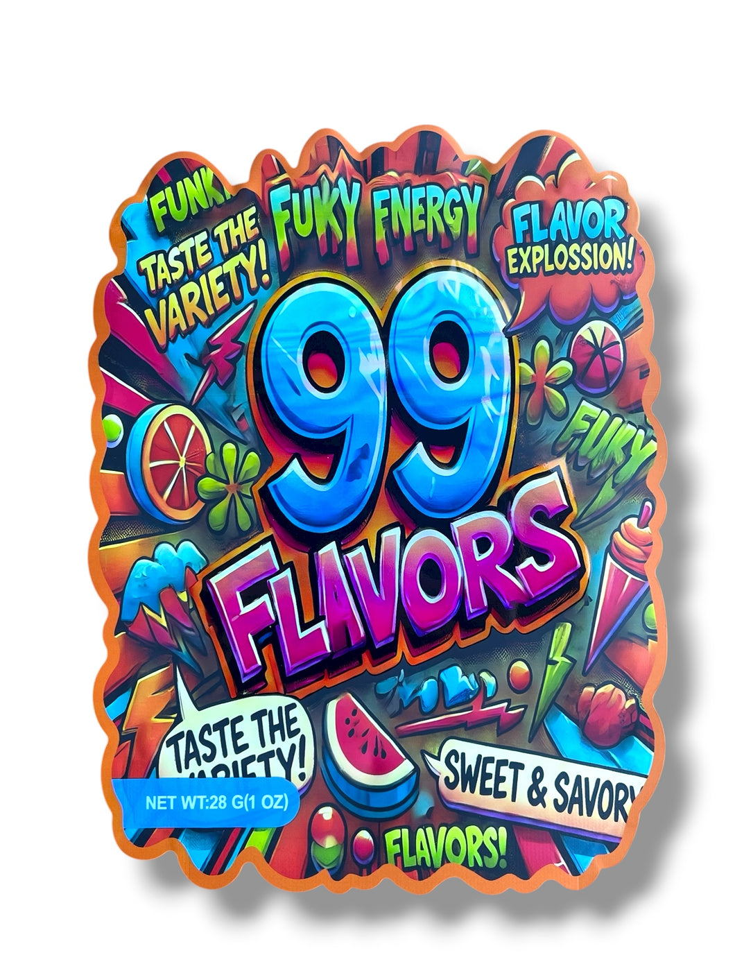99 Flavors 1 OZ  28G Mylar empty Mylar bag 1 ounce (50 Count)