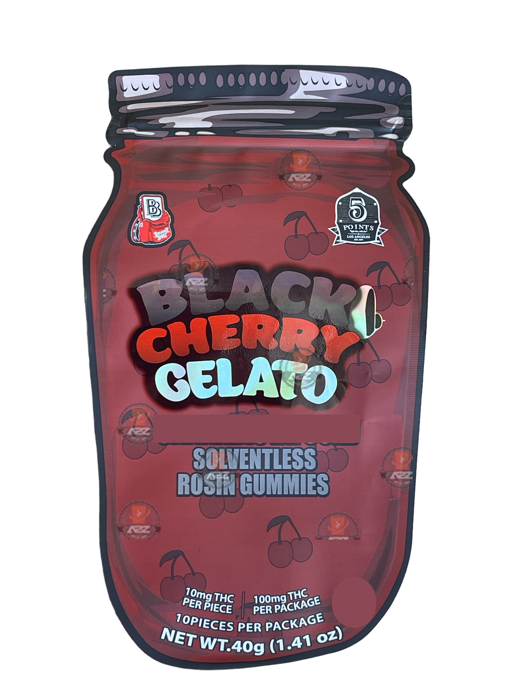 Black Cherry Gelato Mylar Bag- Rosin Gummies (Packaging Only)