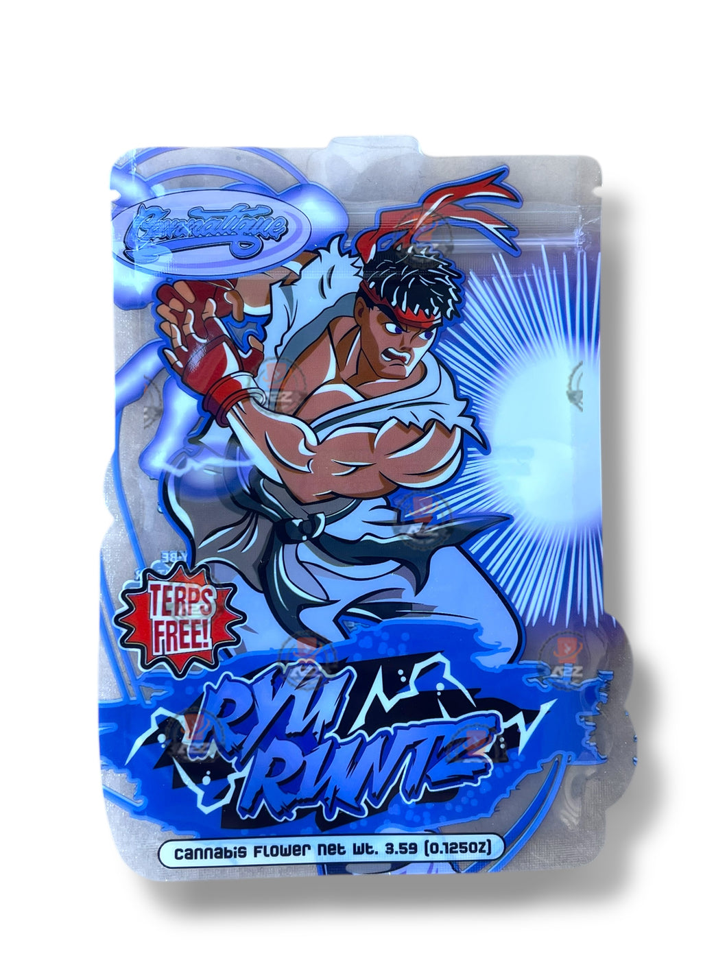 Cannatique Street Fighter Ryu Runtz Mylar Bag 3.5g transparent shape bag