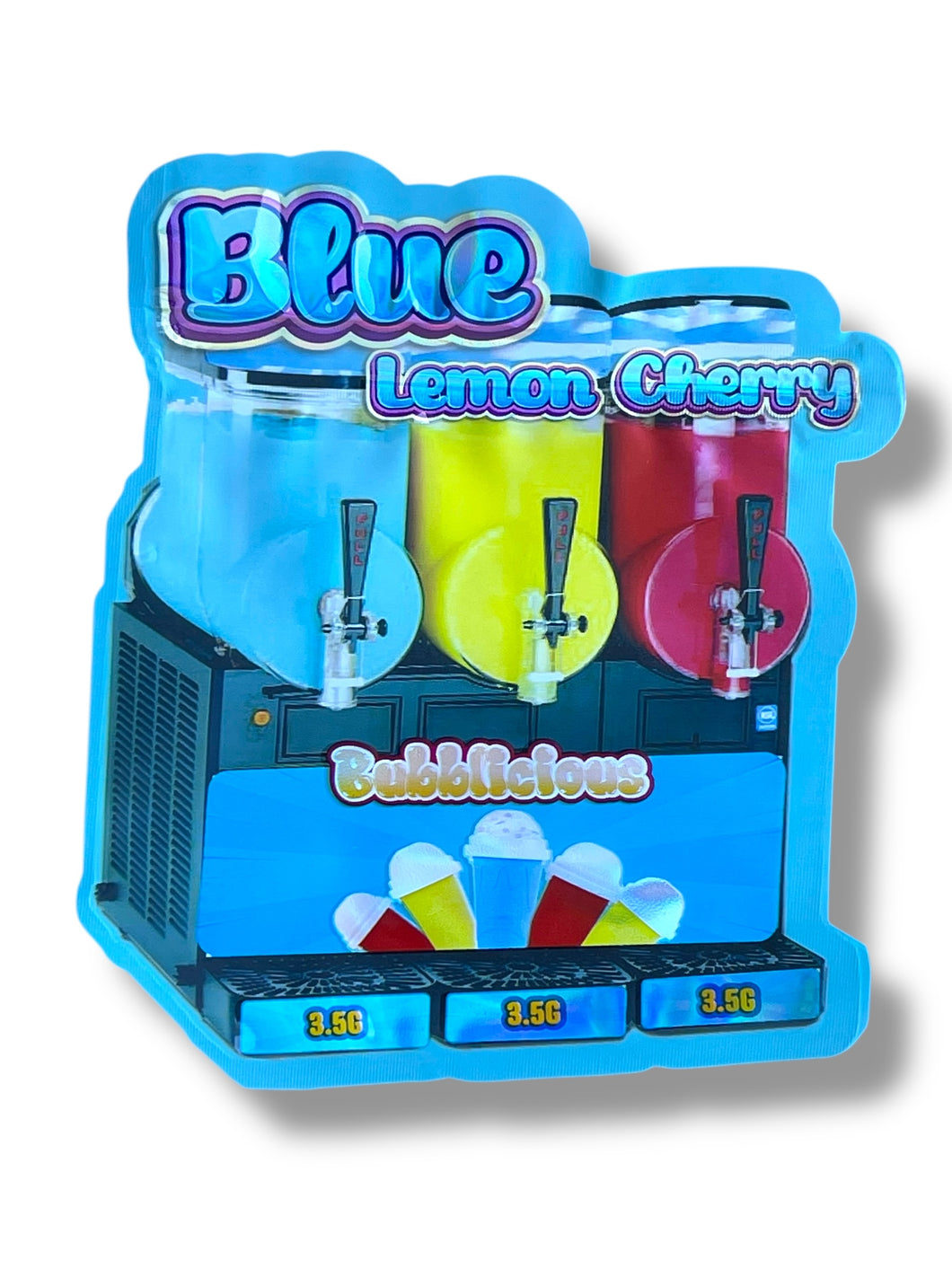 Blue Lemon Cherry Bubblicious Mylar Bag 3.5g shape bag