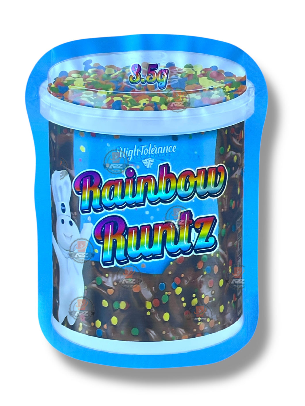 High Tolerance Rainbow Runtz Mylar Bag 3.5g shape bag