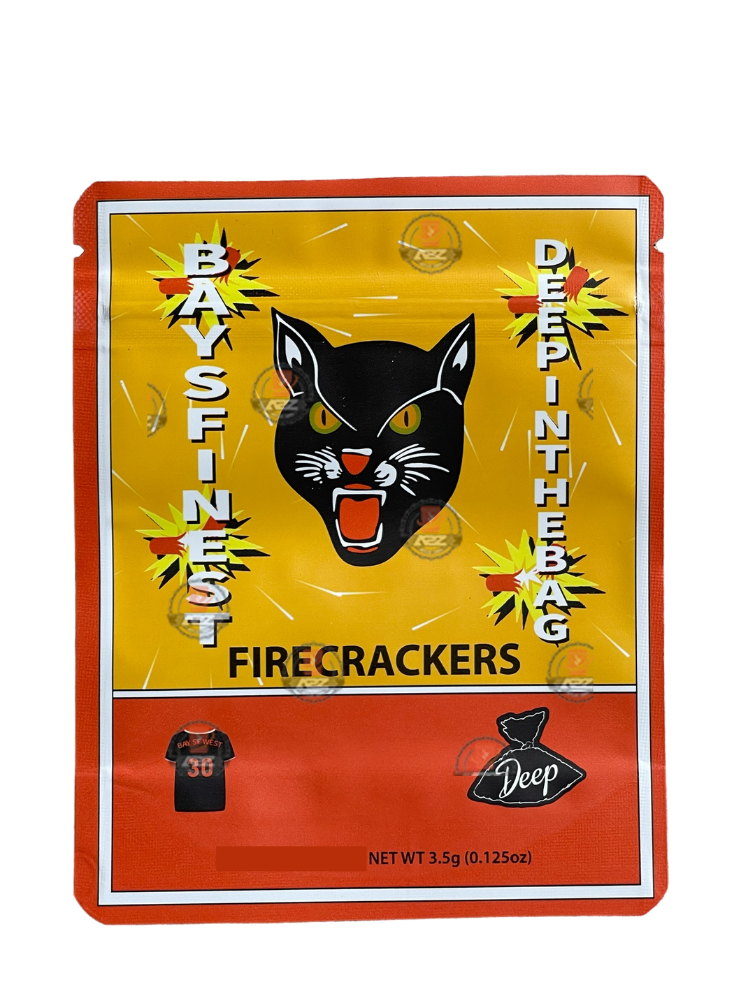 Fire Crackers Mylar Bags 3.5g Bays Finest Deep in the bag