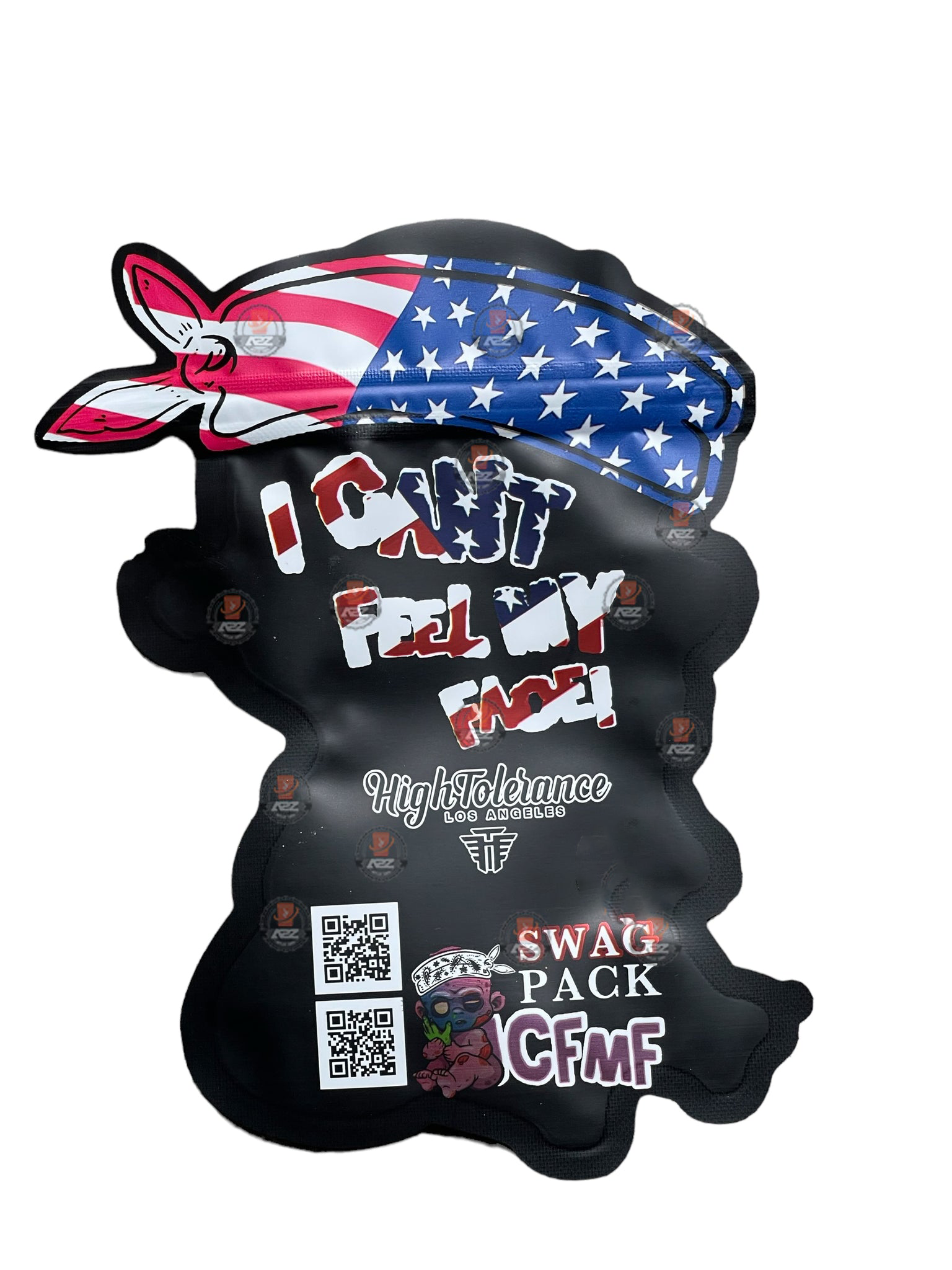 Swag Pack Baby I Can't Feel My Face Cut Out Mylar Bags 3.5g