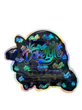Load image into Gallery viewer, Canna Dope Mylar bag 3.5g  cut out Empty Packaging- Holographic Dope Lyfe
