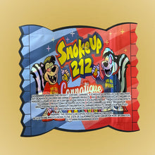 Load image into Gallery viewer, Cannatique Smoke UP 212 3.5G Mylar Bags Cut Out-Holographic
