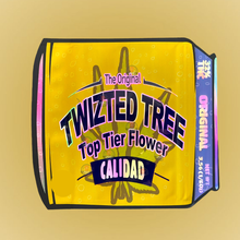 Load image into Gallery viewer, Twizted Tree 3.5G Mylar Bags-Top Tier Flower Calidad Cut Out-Holographic
