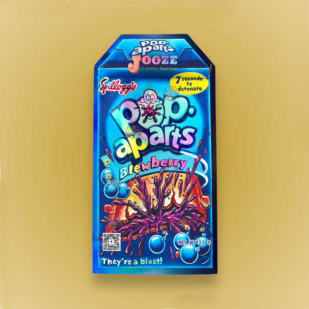 Pop Aparts Blewberry 3.5G Mylar Bags-Jooze Exotic Gallery - Blueberry  Cut Out-Holographic