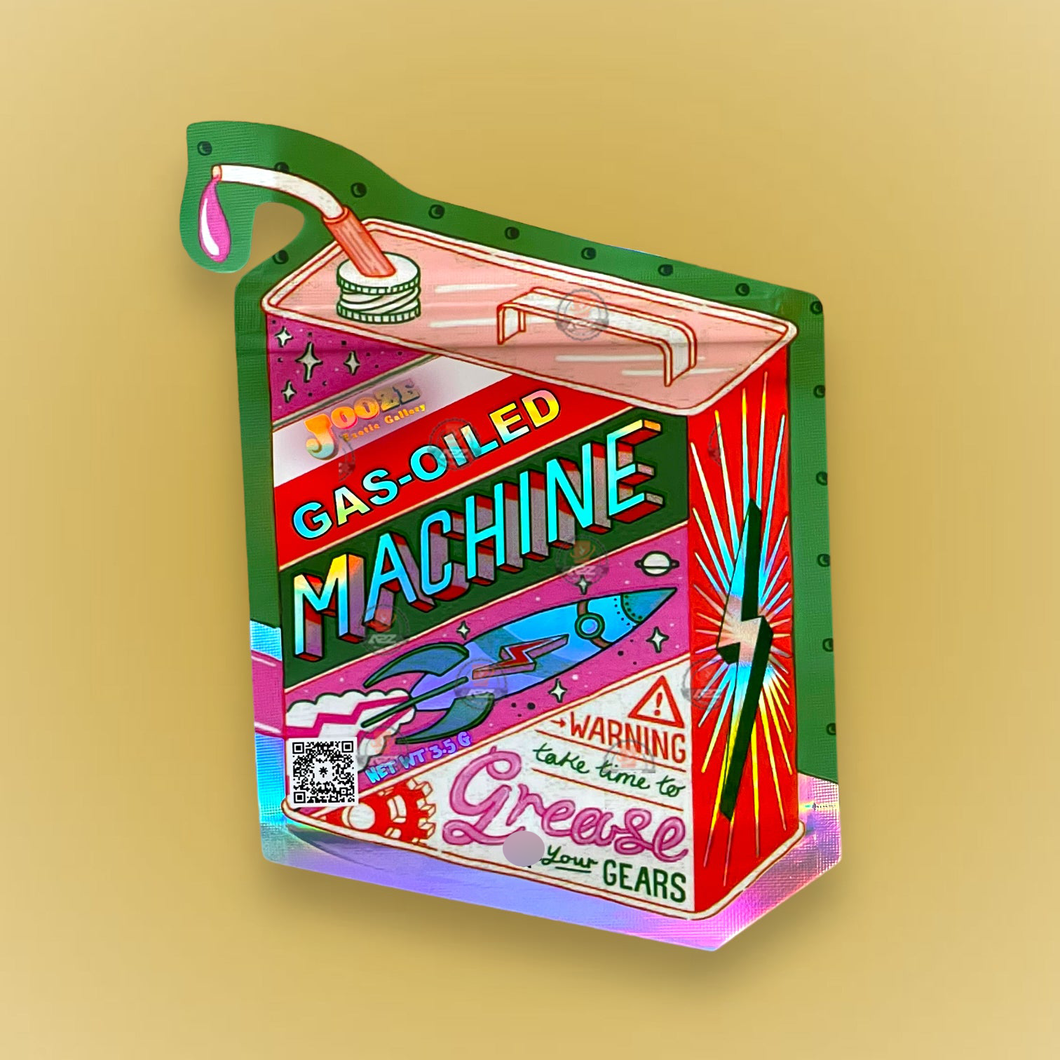 Gas Oiled Machine 3.5G Mylar Bags - Grease your Gears Cut Out-Holographic