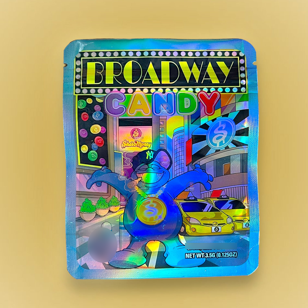 Broadway Candy 3.5g Mylar Bag Holographic- Sherb Money Packaging Only