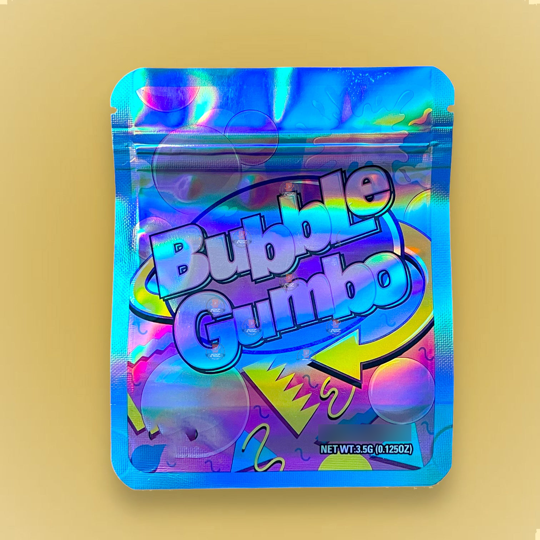 Bubble Gumbo 3.5g Mylar Bag Holographic- Packaging Only