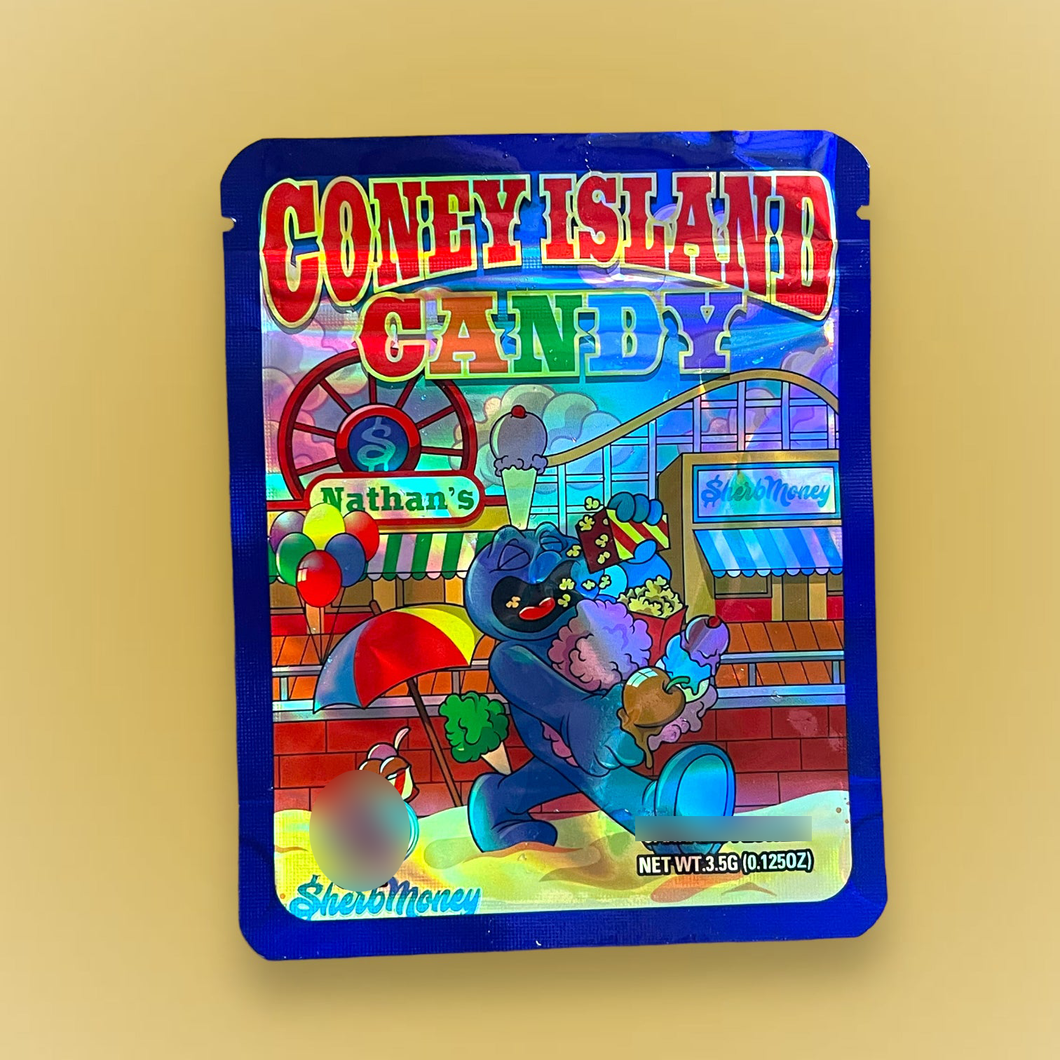 Coney Island Candy 3.5g Mylar Bag Holographic- Sherb Money Packaging Only