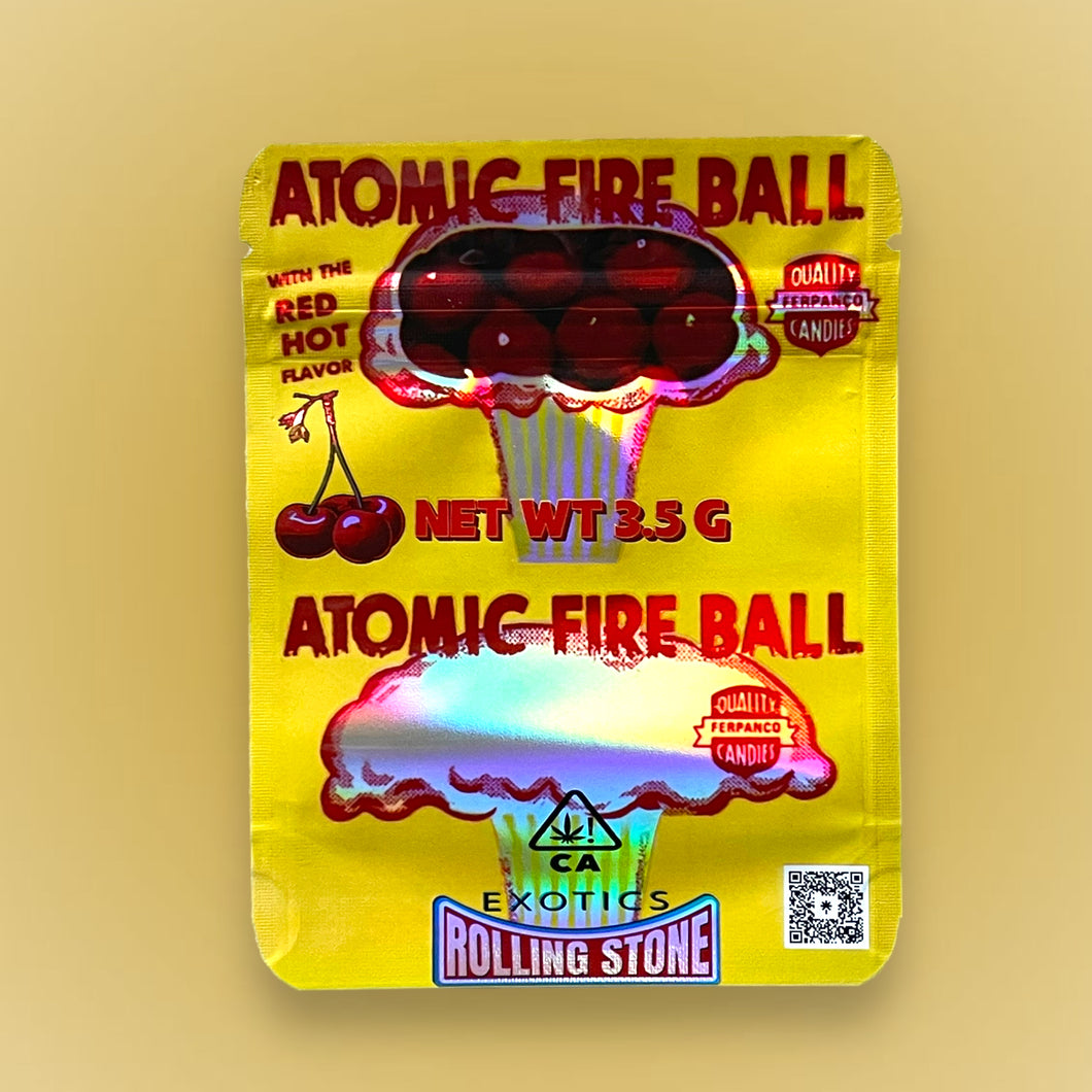 Atomic Fire Ball 3.5g Mylar Bags Holographic- Rolling Stone -Packaging Only