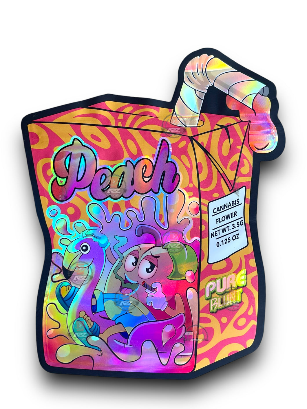 Peach Pure Blunt Mylar Bags 3.5g Holographic