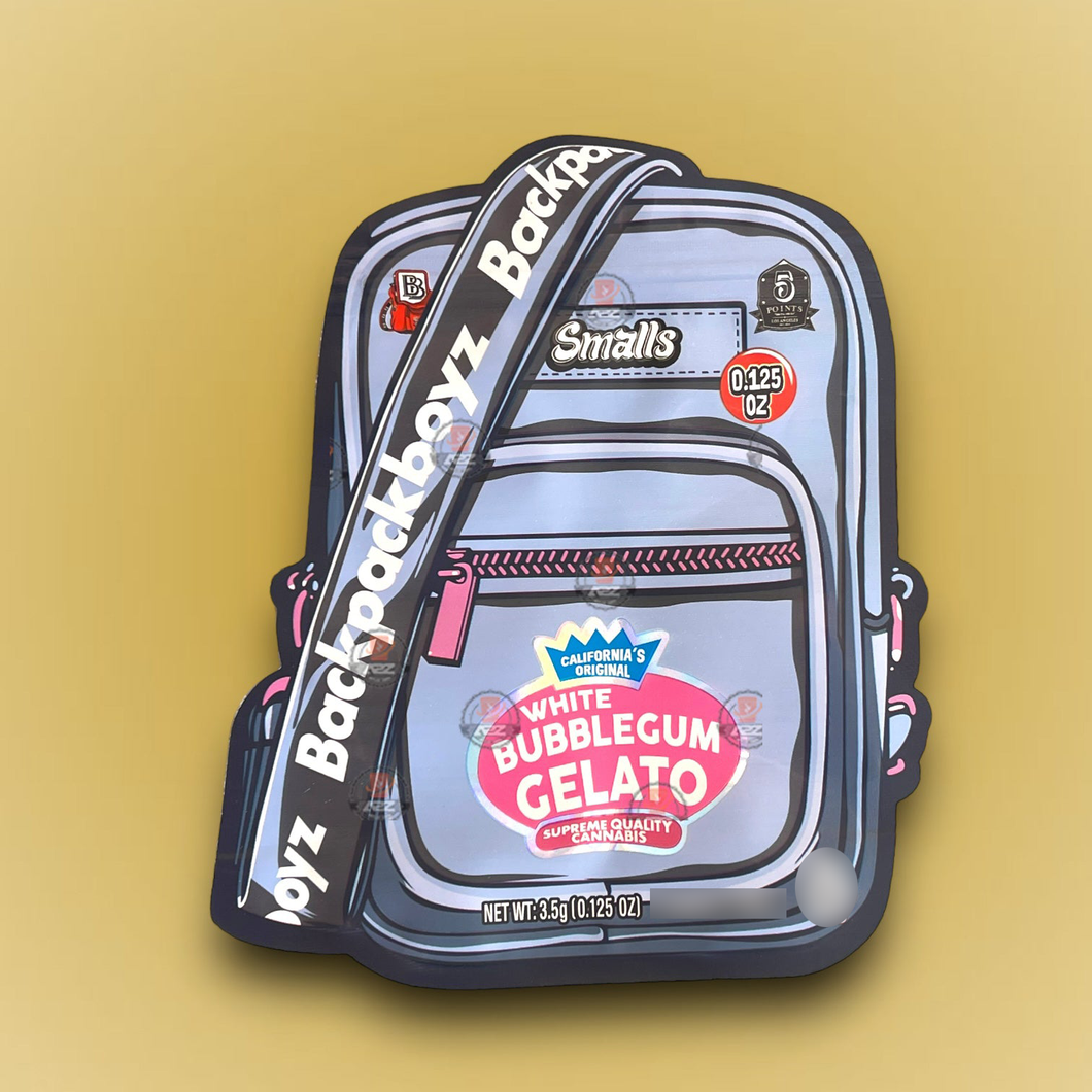 Backpack Boyz White Bubblegum Gelato 3.5 G Myar Bag- Die Cut- Backpack Shape