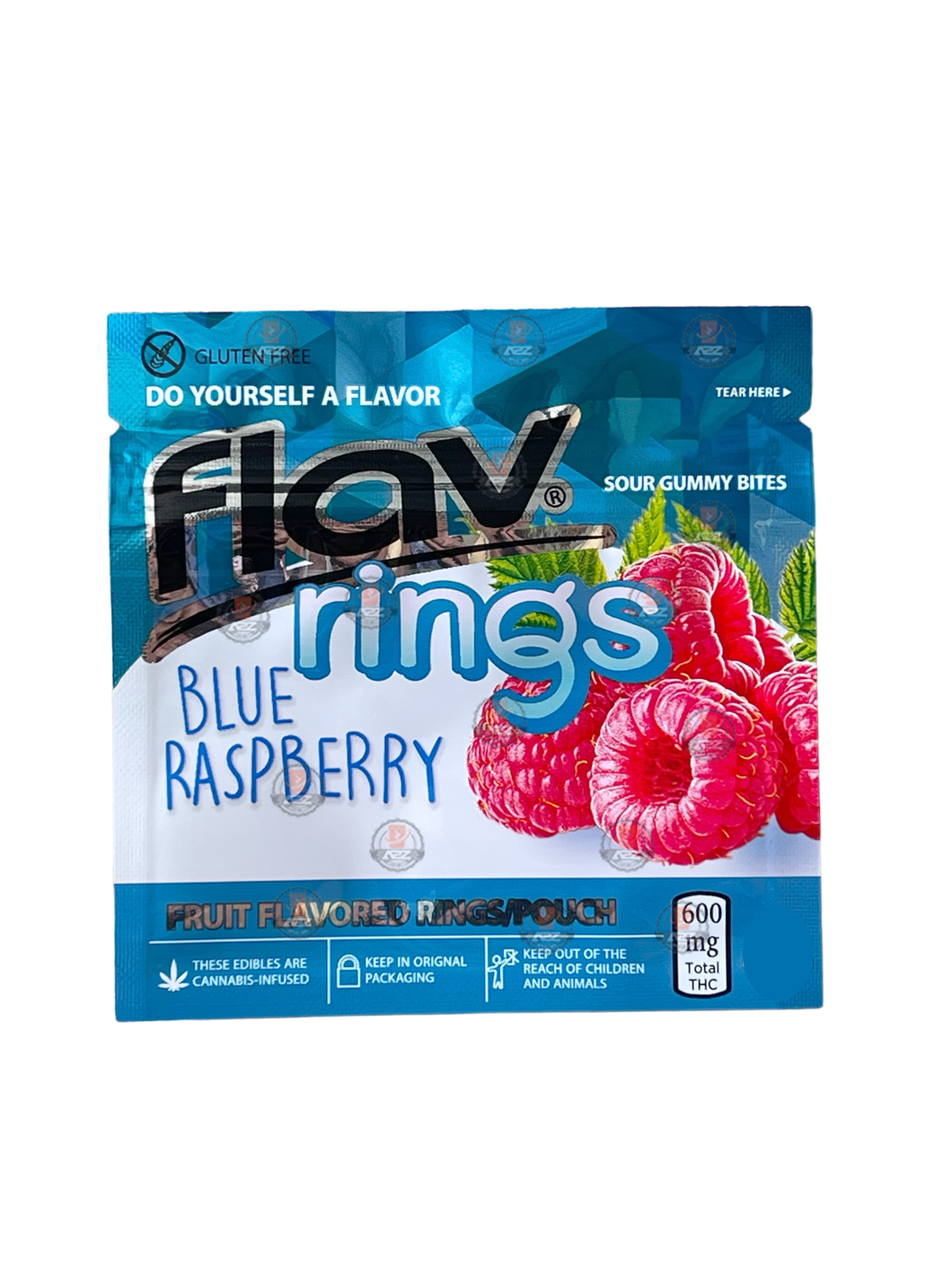 Flav Rings Blue Raspberry 3.5g Mylar Bag Holographic