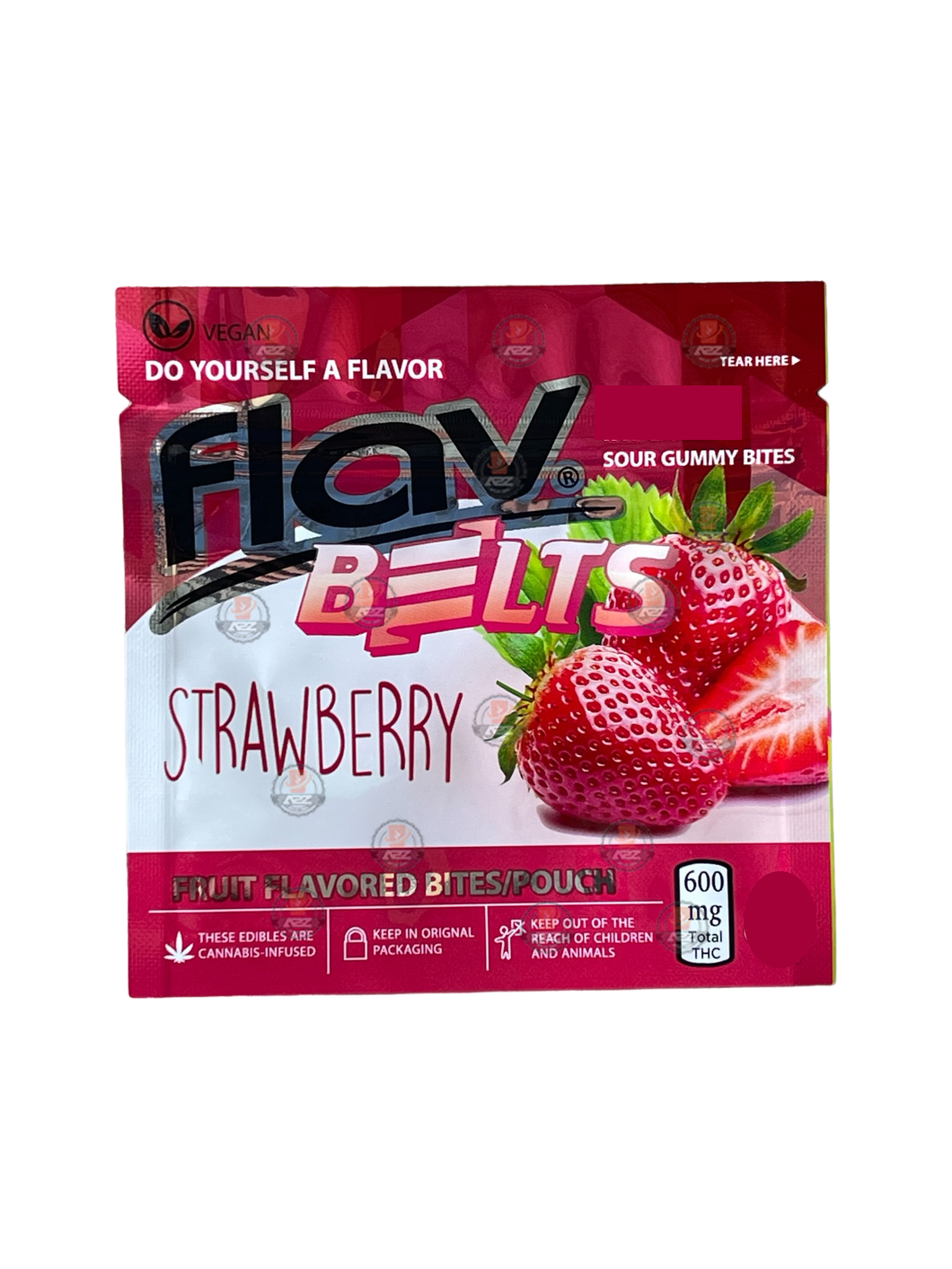 Flav Belts Strawberry 3.5g Mylar Bag Holographic