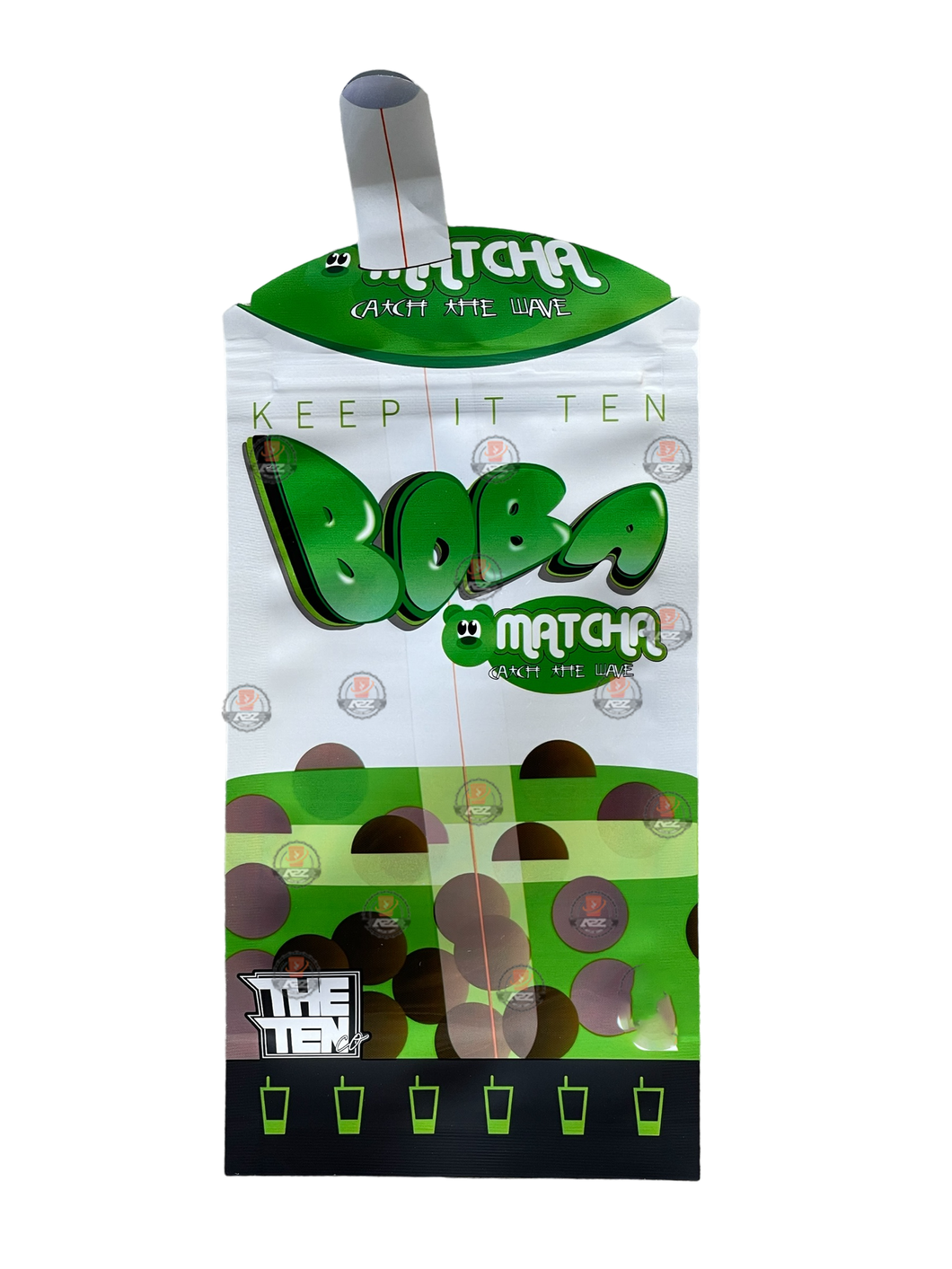 Boba Matcha Mylar bag 3.5g cut out The Ten