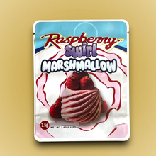 Load image into Gallery viewer, Raspberry Swirl Marshmallow Mylar Bags 3.5g Sticker base Bag -With stickers and labels
