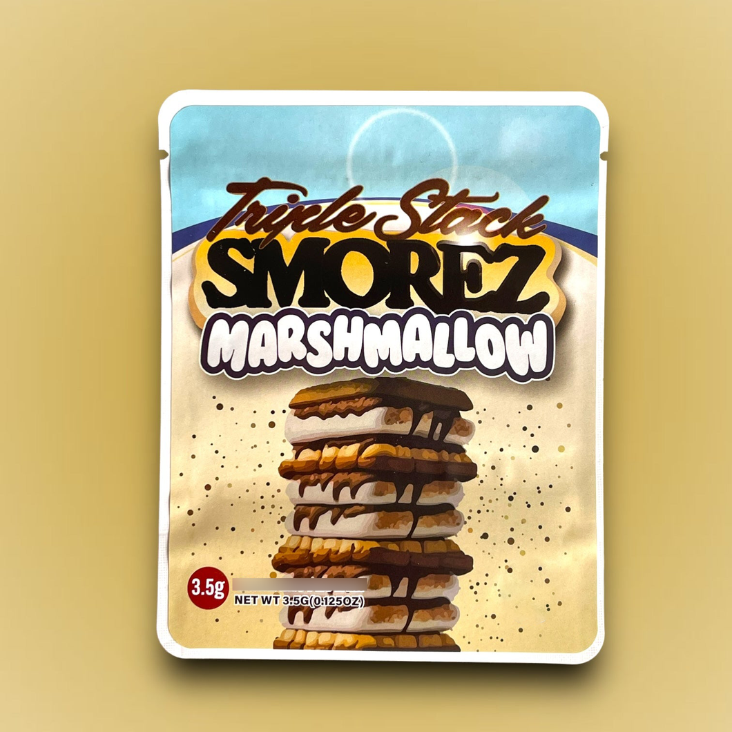 Triple Stack Smorez Marshmallow Mylar Bags 3.5g Sticker base Bag -With stickers and labels