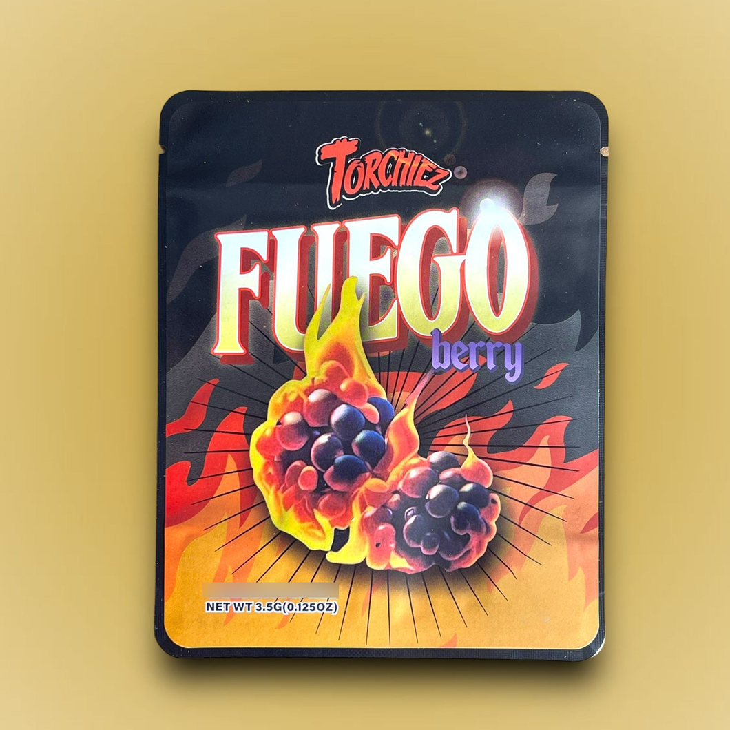 Torchiez Fuego Berry Mylar Bags 3.5g Sticker base Bag -With stickers and labels