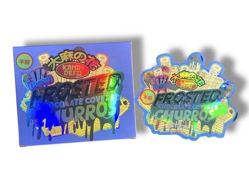 Kandy Depo Frosted Chocolate Covered Churros Mylar Bags with Boxes 3.5g Box Packaging Holographic