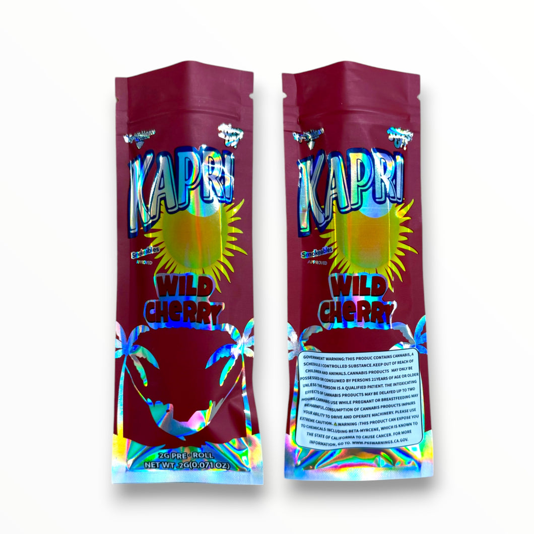 Kapri Wild Cherry 2 Gram Pre Roll Packaging Net Wt. 2g(0.071oz) Holographic High Tolerance Jokes Up