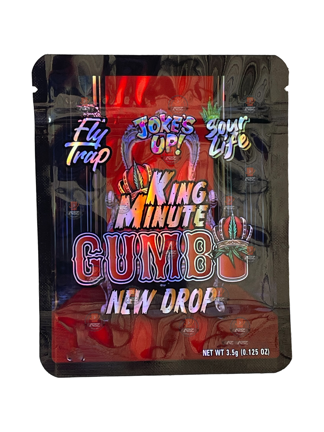 King Minute Gumbo New Drop 3.5g Mylar Bag Holographic Jokes Up