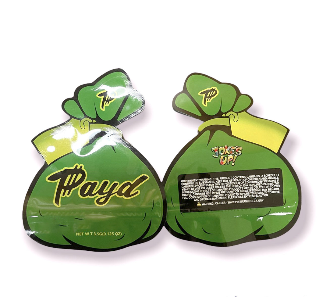 Payd Cut out bag  3.5g mylar bag Die Cut  Packaging Only