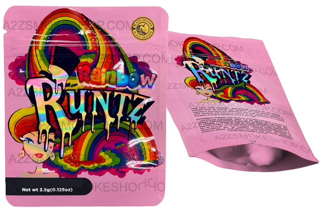 Black Unicorn Rainbow Runtz Holographic Mylar bag 3.5g