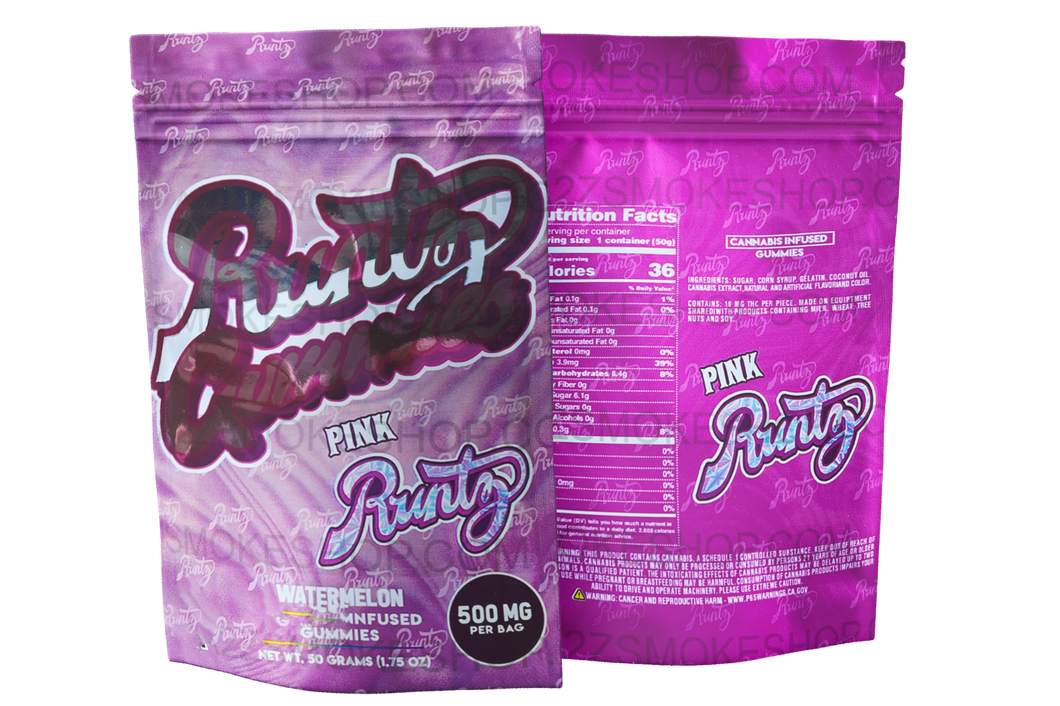 Runtz Gummies - Pink  Watermelon 500mg  Mylar Bag Packaging only