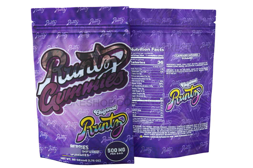 Runtz Gummies - Purple  Berries 500mg  Mylar Bag Packaging ONLY Does not include gummies