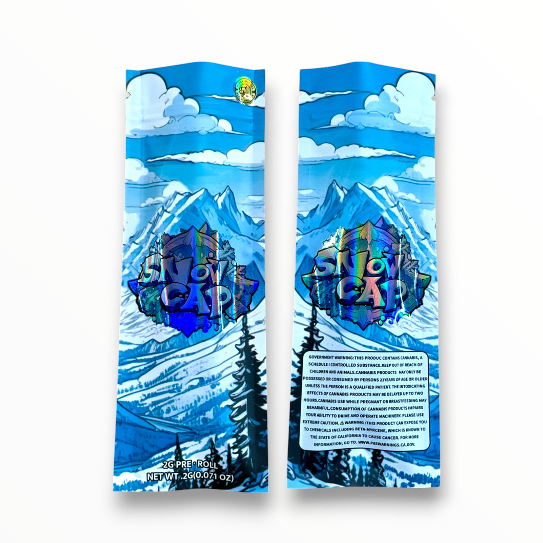 Snow Cap 2 Gram Pre Roll Packaging Net Wt. 2g(0.071oz) Holographic