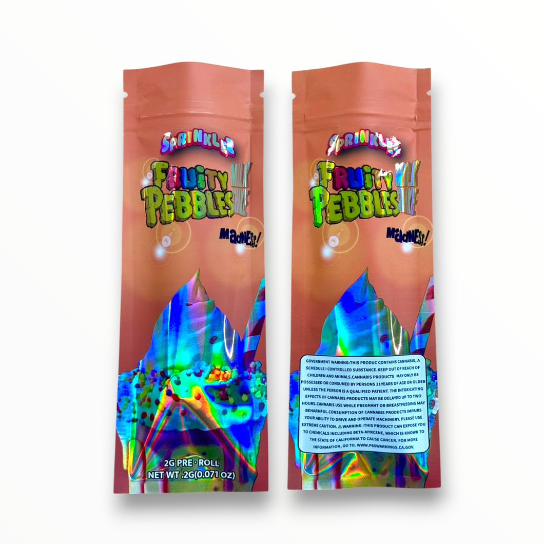 Sprinklez Fruity Pebbles Milk Shake Madness 2 Gram Pre Roll Packaging Net Wt. 2g(0.071oz) Holographic