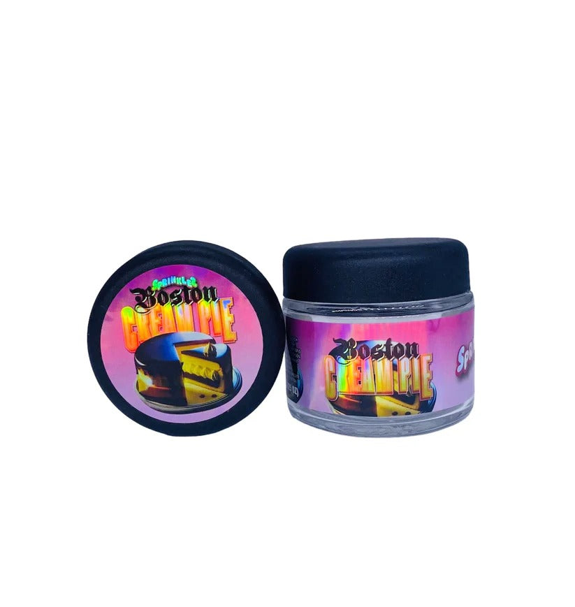 Boston Cream Pie Sprinklez 3.5g Glass Jars with Holographic Stickers Child Resistant jar